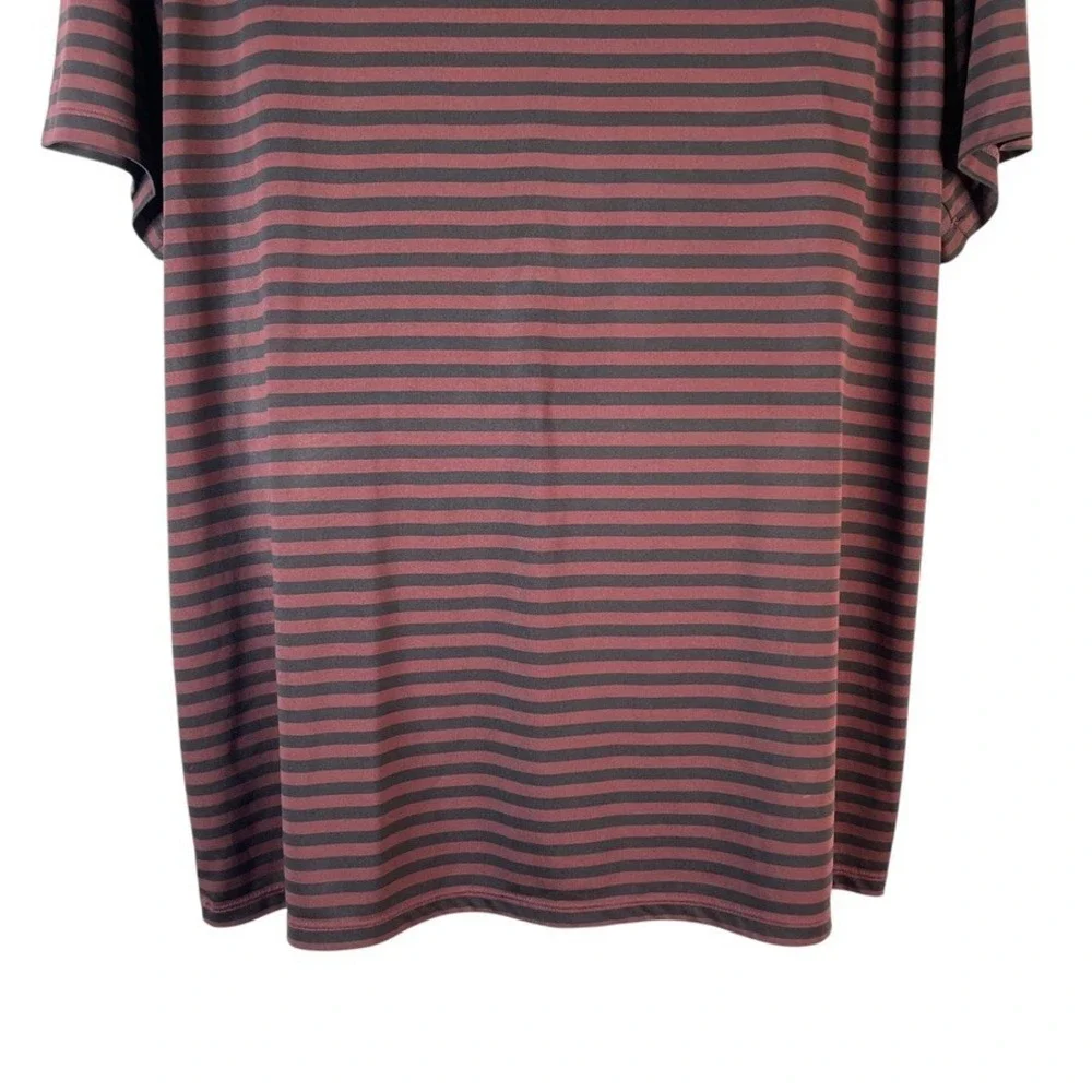 Nike Golf Shirt Men's Sz 2XL Black Rust Striped Dri-Fit Performance Polo Tagless